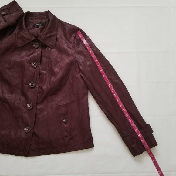 Tribal Women’s Long Sleeve Lined Burgundy Button-Up Coat Jacket Size 12 - Picture 12 of 15